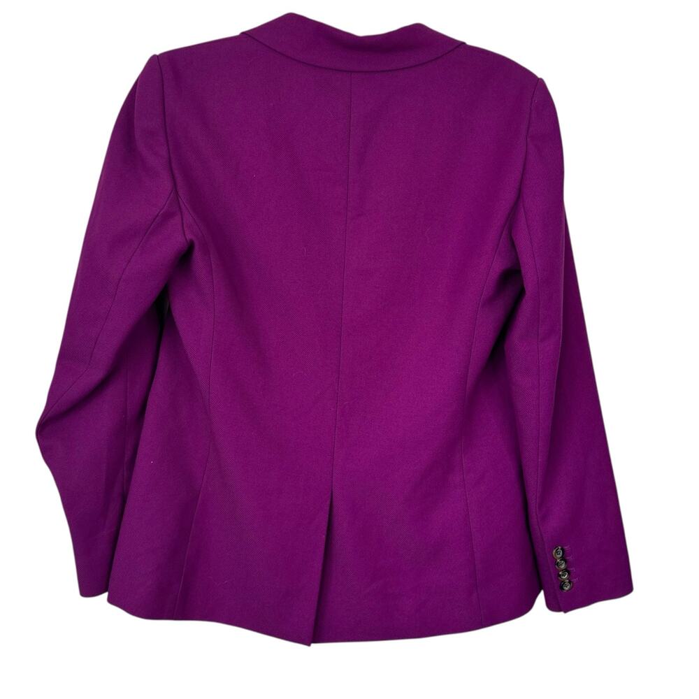 ANN TAYLOR Hutton Blazer Twill Pulsar Purple Size 4 Notched Collar Office Jacket - Picture 4 of 9